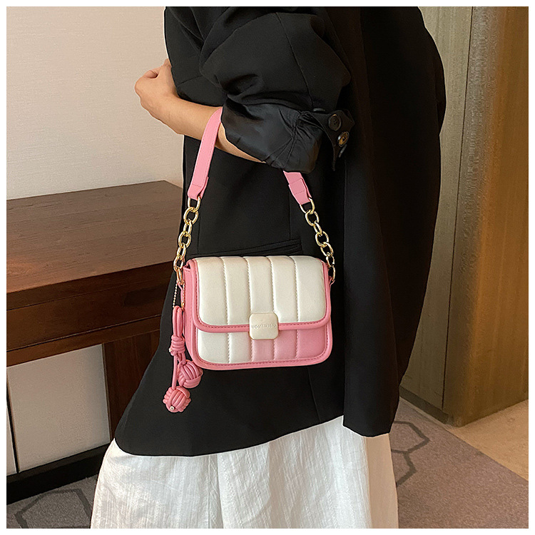 2023 Summer New High-end Sense Small Crowd Armpit Small Square Bag Women's bag hot style net red car stitching one shoulder diagonal bag_voghion.com