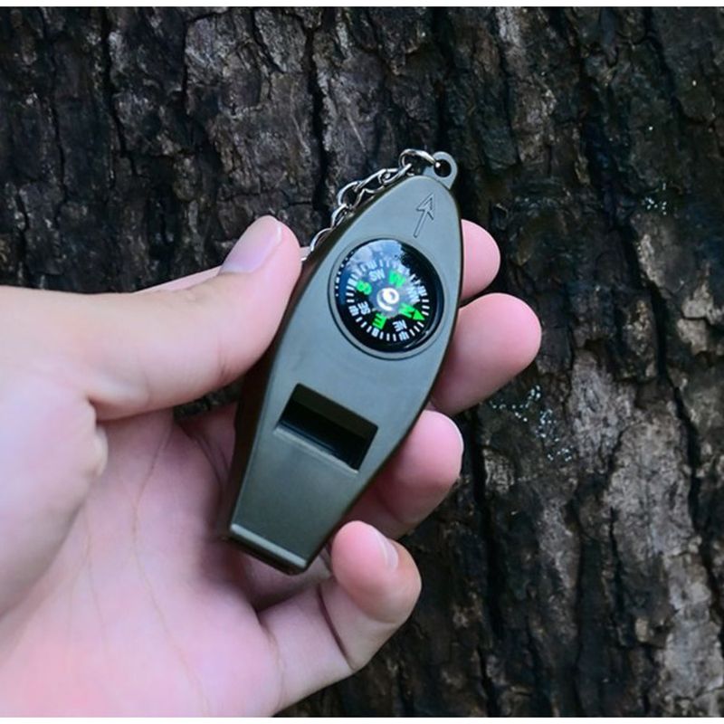 Compass Outdoor Portable Magnifier Thermometer Camping Emergency Whistle_voghion.com