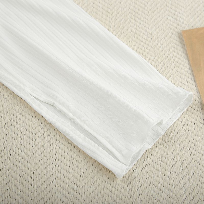 Pyjama blanc côtelé en tricot printemps 2025, manches longues, short à volants, deux pièces, vêtements d'intérieur pour femmes_voghion.com