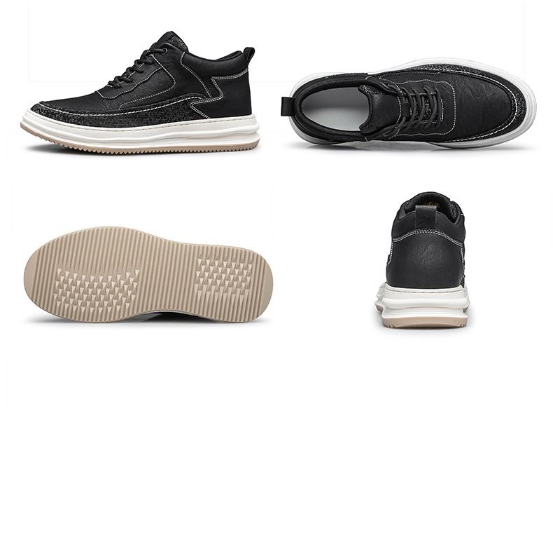 Herren Unsichtbare Erhöhung Board Schuhe Kuh Zweischichtiges Leder Lässige Innenerhöhung Weiße Schuhe Sportschuhe_voghion.com