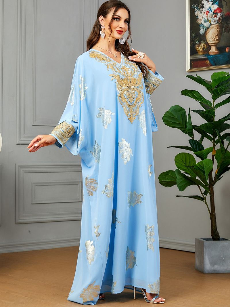 Nuovo abito musulmano con stampa a caldo, abito largo in due pezzi per donna araba_voghion.com