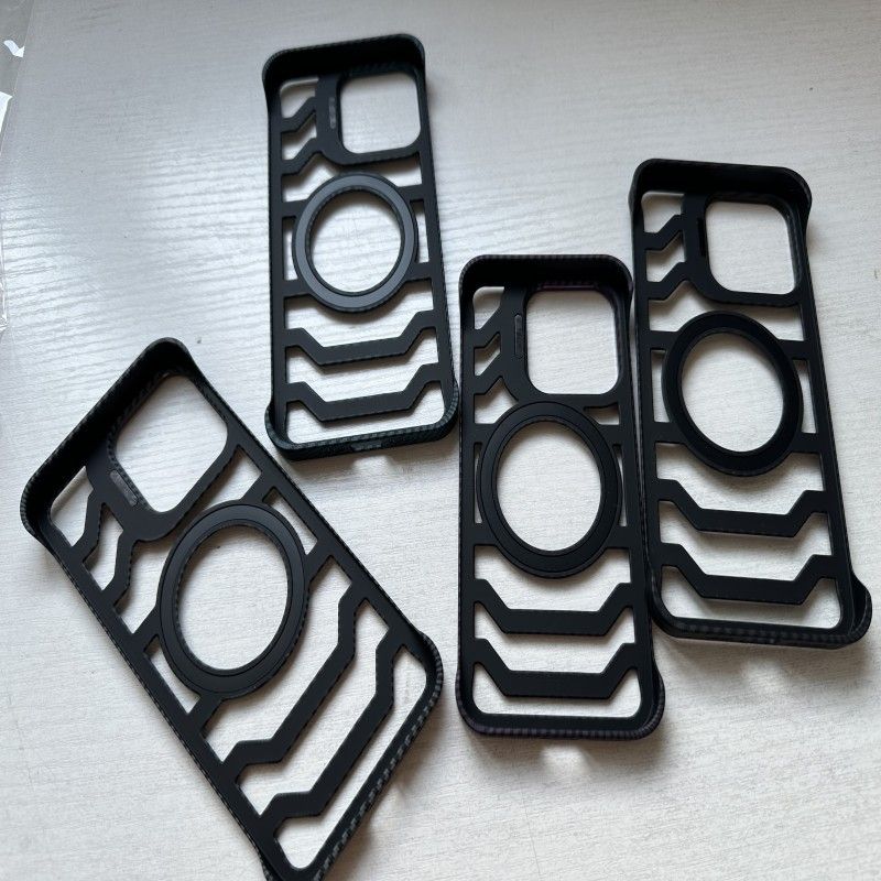 Phone Case & Covers Suitable For IPhone 16 Lens Bracket Mobile Phone Case Carbon Fiber Pattern Frameless Stepped Hollow Magnetic Case_voghion.com
