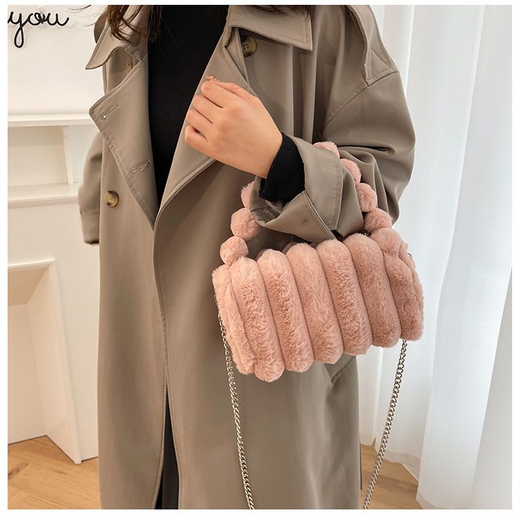 Borse da donna, piccola borsa quadrata da donna, nuova moda autunnale e invernale, borsa a cuscino, elegante borsa a mano, borsa a tracolla in peluche testurizzata_voghion.com