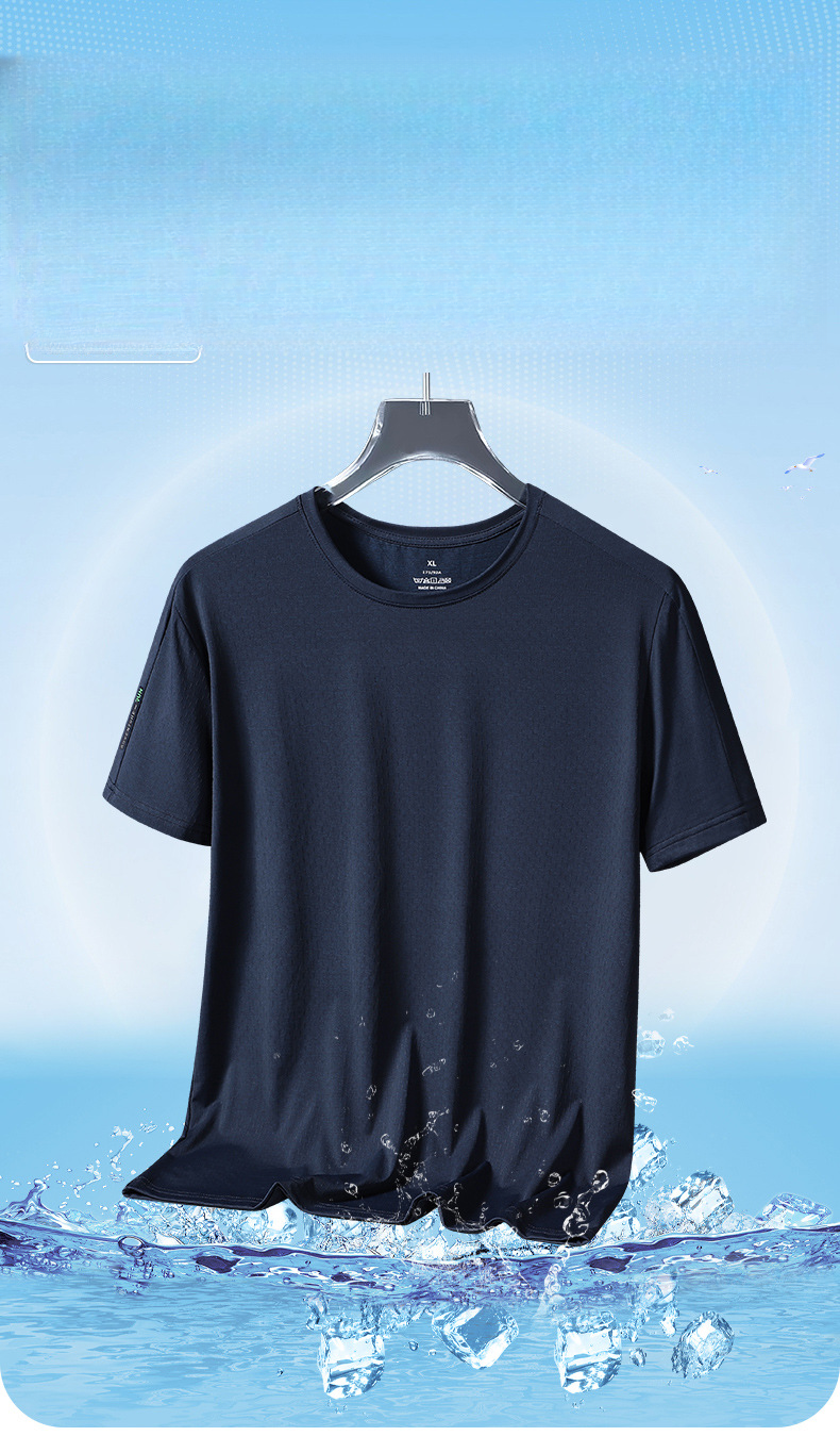 Men's T-shirt summer ice sports short sleeved t-shirt, fitness men's quick drying clothes, running breathable half sleeved casual men's clothing_voghion.com