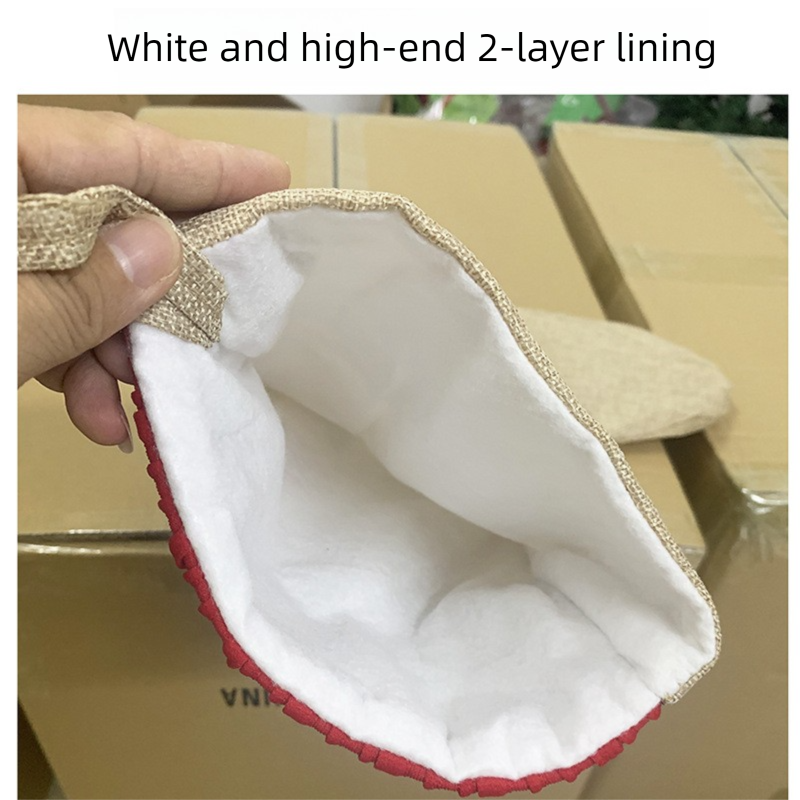 Weihnachtsstrümpfe aus Jute 2022 – Schneemann, Weihnachtsmann, Hirsch, Schneeflocke als Hängeornamente_voghion.com