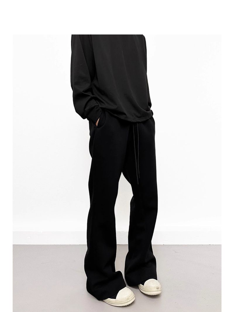 Men's Cleanfit Deconstructed Knife Hem Flared Sweatpants Loose Vibe Straight Leg Casual Pants For Spring & Autumn_voghion.com