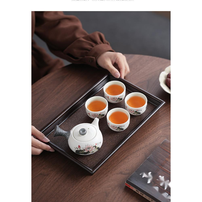 Kung-Fu-Set, Box mit einer und vier Tassen, kleines Set, Teekanne aus Keramik, Geschenk für Geschäftsveranstaltungen, Hochzeitsbegleitergeschenk_voghion.com