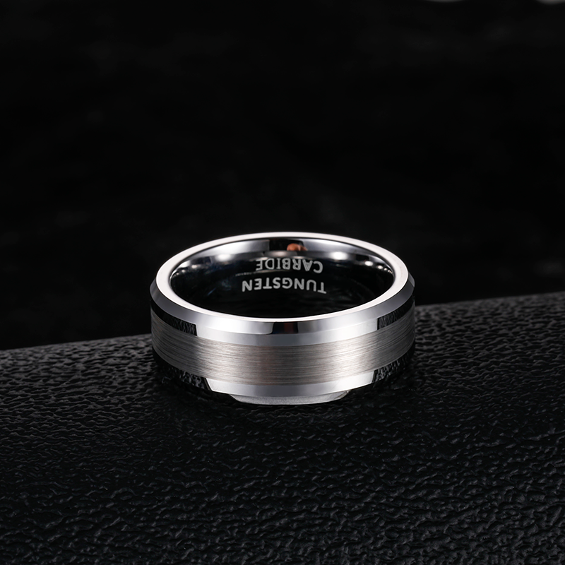TIGRADE Fashion 6/8MM Anelli da uomo lucidi in carburo di tungsteno spazzolato Semplice classico Anello di fidanzamento con fede nuziale_voghion.com