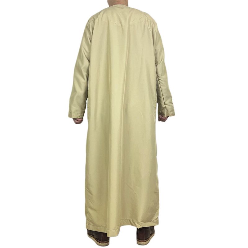 Men's Clothing men's robe solid color pocket design round neck long clothing_voghion.com