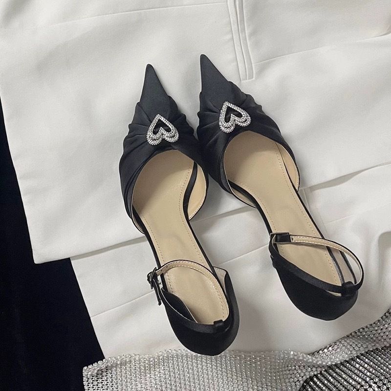 Women's Shoes New Mach Same Style French Style Sandals With Heart Rhinestones Fairy Style Stilettos And One Strap High Heels_voghion.com