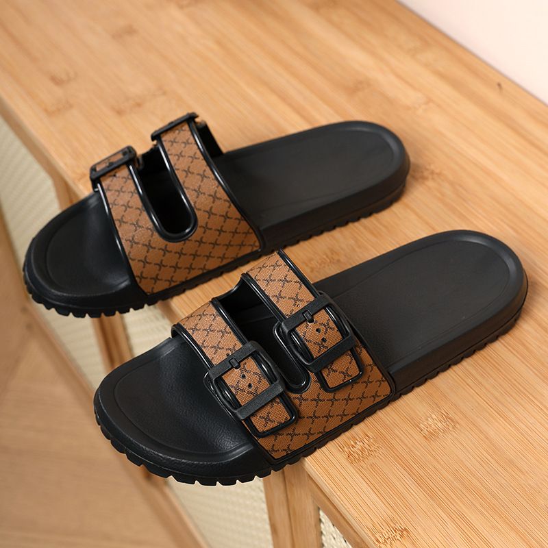 【】 Pantofole da uomo One Word con un tocco di alta qualità, blocco di colore, antiscivolo, antiodore, suola morbida leggera in EVA insapore,_voghion.com