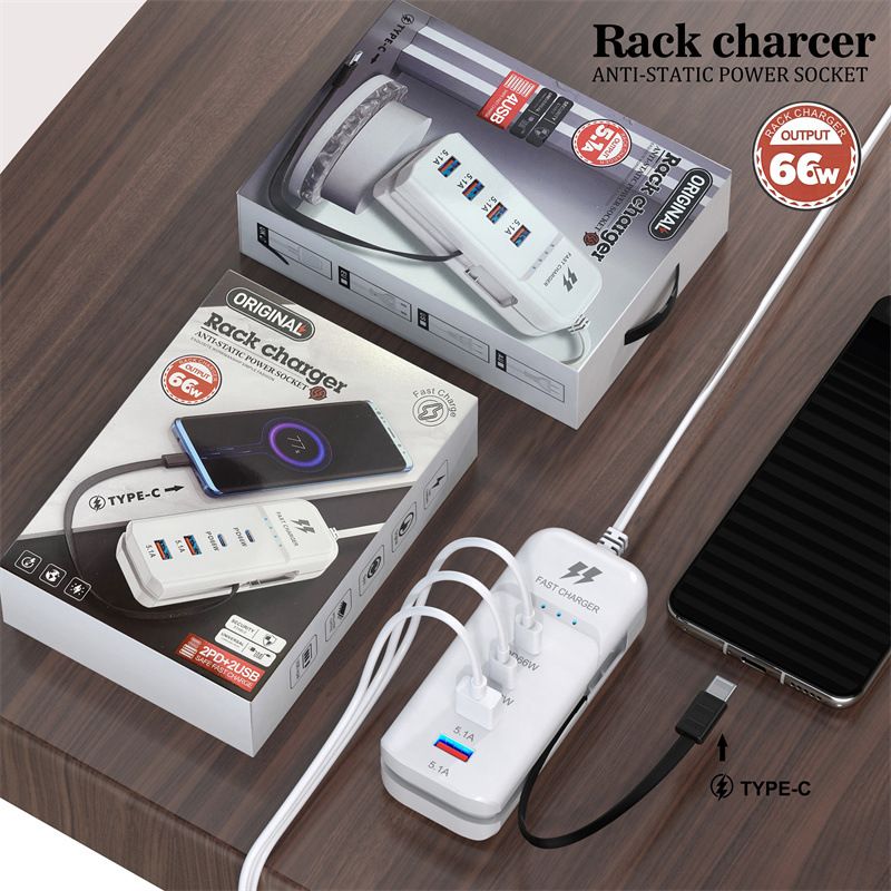 Cargador de teléfono móvil PD + puerto USB con cabezal de carga múltiple, adecuado para Android 3.1a, tipo C_voghion.com