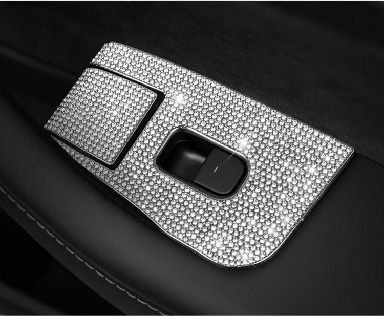 Adatto per la modifica degli interni del modello Tesla, volante, maniglia della portiera, adesivo decorativo con logo dell'auto a forma di diamante_voghion.com