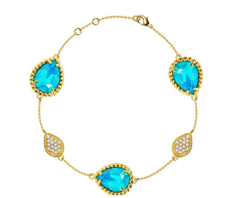 Bijoux pour femmes, bracelet en forme de larme, serti de griffes et de perles, pierres précieuses artificielles multicolores à facettes, style estival, bijoux exquis, bijoux à la mode_voghion.com
