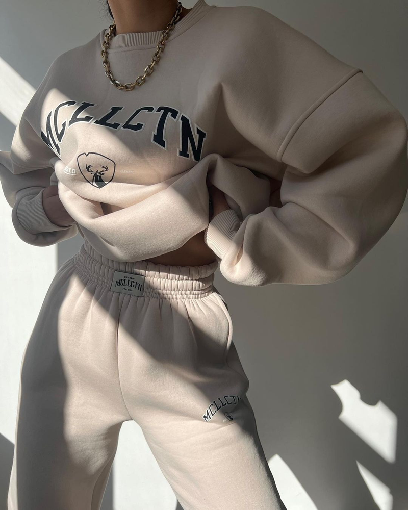 abbigliamento casual europeo e americano transfrontaliero moda stampata abito spesso più felpa in velluto pantaloni a maniche lunghe abito_voghion.com