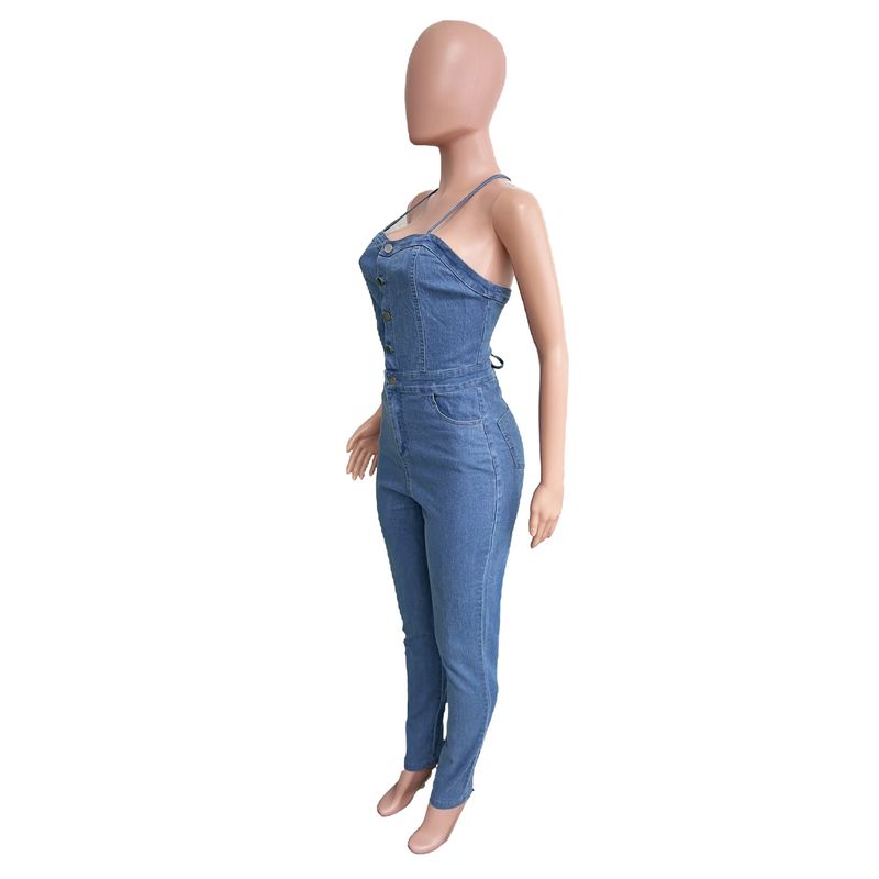 Modischer Slim-Fit-Jeans-Strampler für Damen mit rückenfreiem Verband_voghion.com