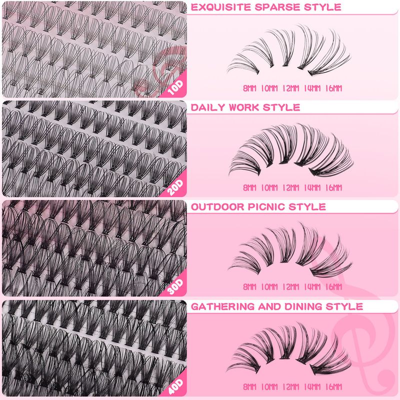 False Eyelashes False Eyelash Extension Set Segmented Single Cluster D Curled Thick Natural Eyelashes_voghion.com