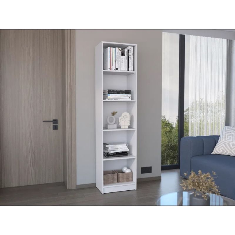 -Office Home -White Design 5-Tier Xs Bookcase Shelves And With Slim_voghion.com