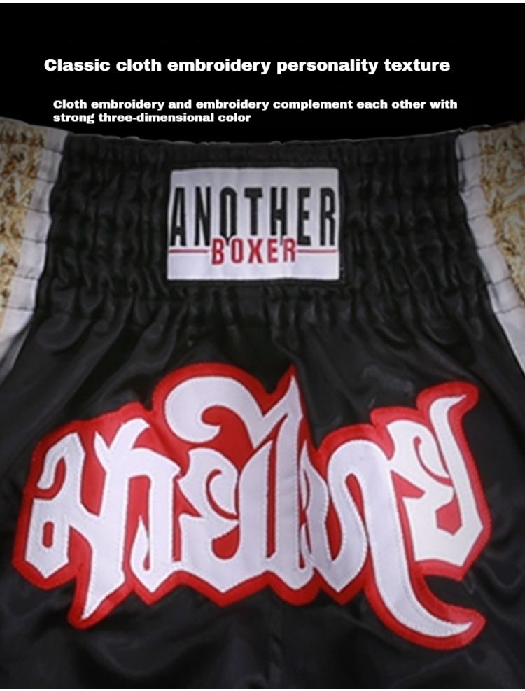 Muay Thai Shorts High Whip Leg Style Boxing Pants With Shiny Leather Craftsmanship On The Side, Martial Arts Team Uniform_voghion.com