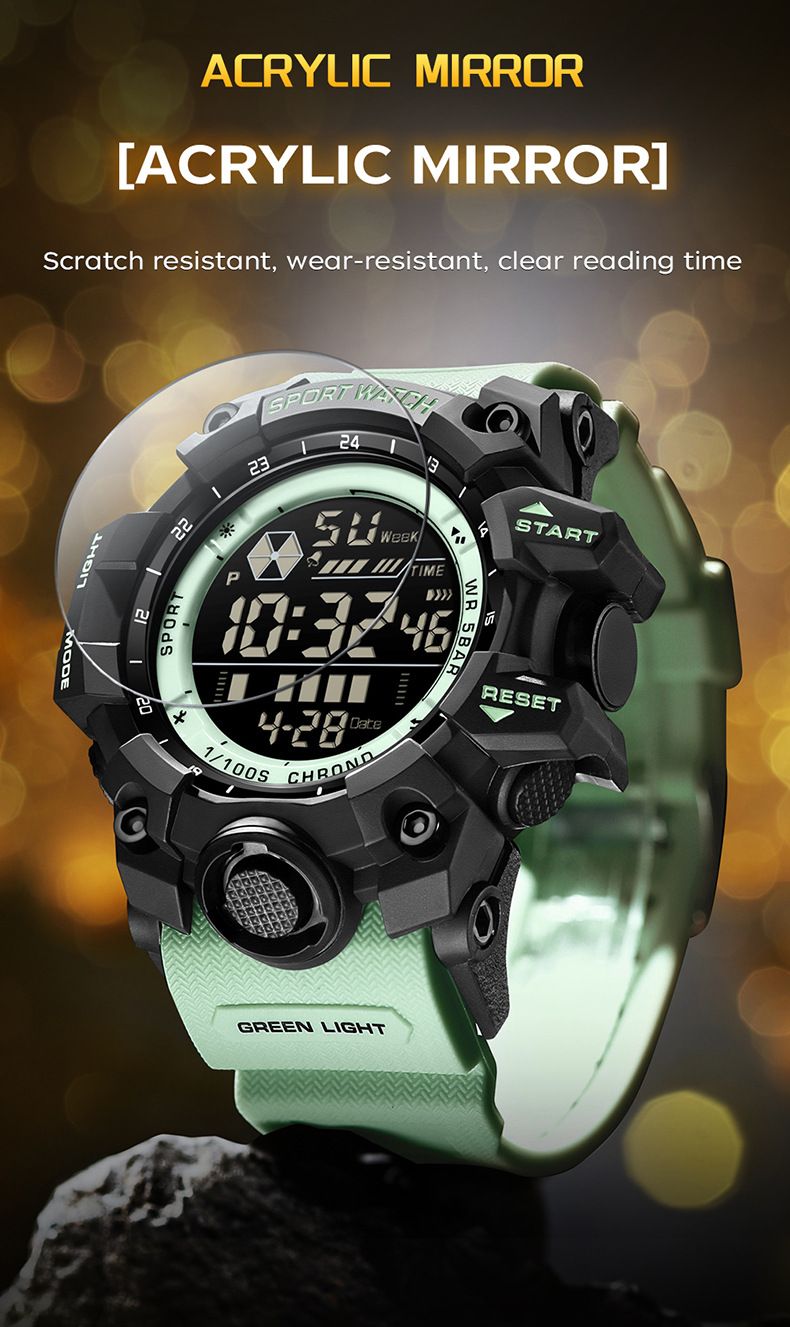 Orologio digitale impermeabile da uomo e da donna con retroilluminazione a LED, sveglia, cronometro, datario, orologio sportivo leggero per l'uso quotidiano_voghion.com