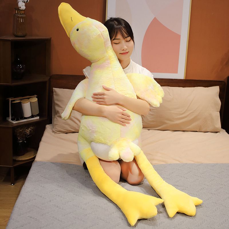155cmGiantStuffedAnimalsWhiteGoosePlüschThrowPillowsYellowDuckPlüschtiereKinderSpielzeugSoftSleepingCushionDecorGeschenke_voghion.com