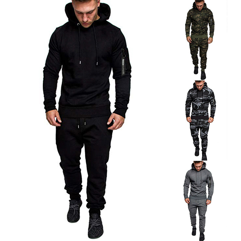 Conjunto de sudadera y pantalones deportivos con capucha y cremallera para hombre, talla europea, comercio exterior, talla A24_voghion.com