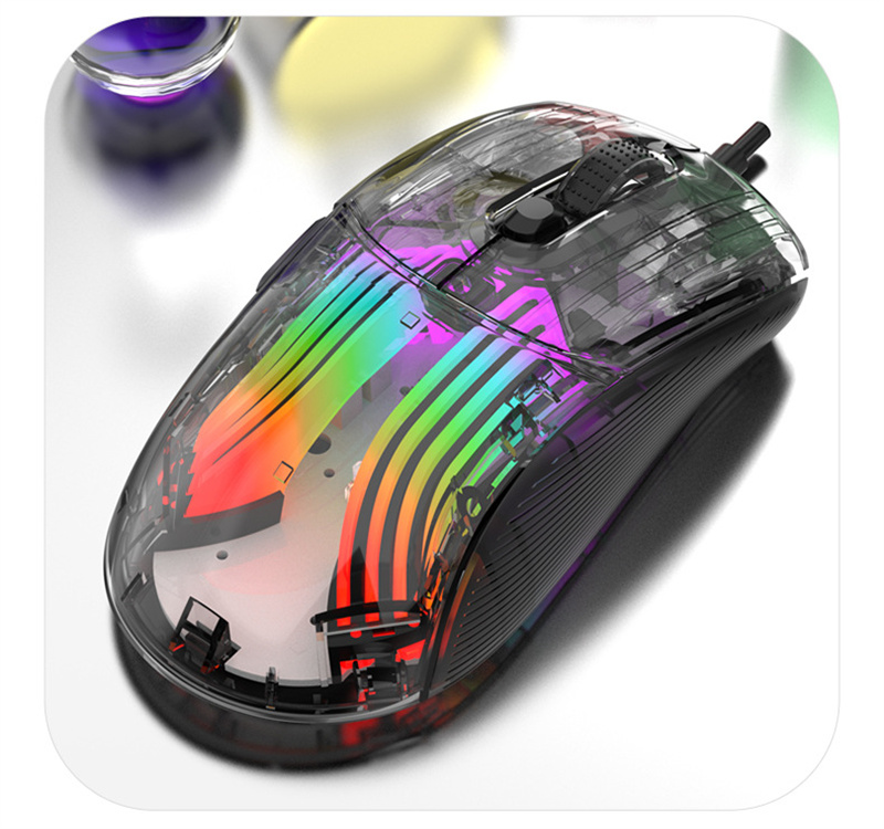 Arrival XYH New Transparent Wired Game Mouse RGB Light Effect gear DPI Adjustment USB Interface Mute O_voghion.com