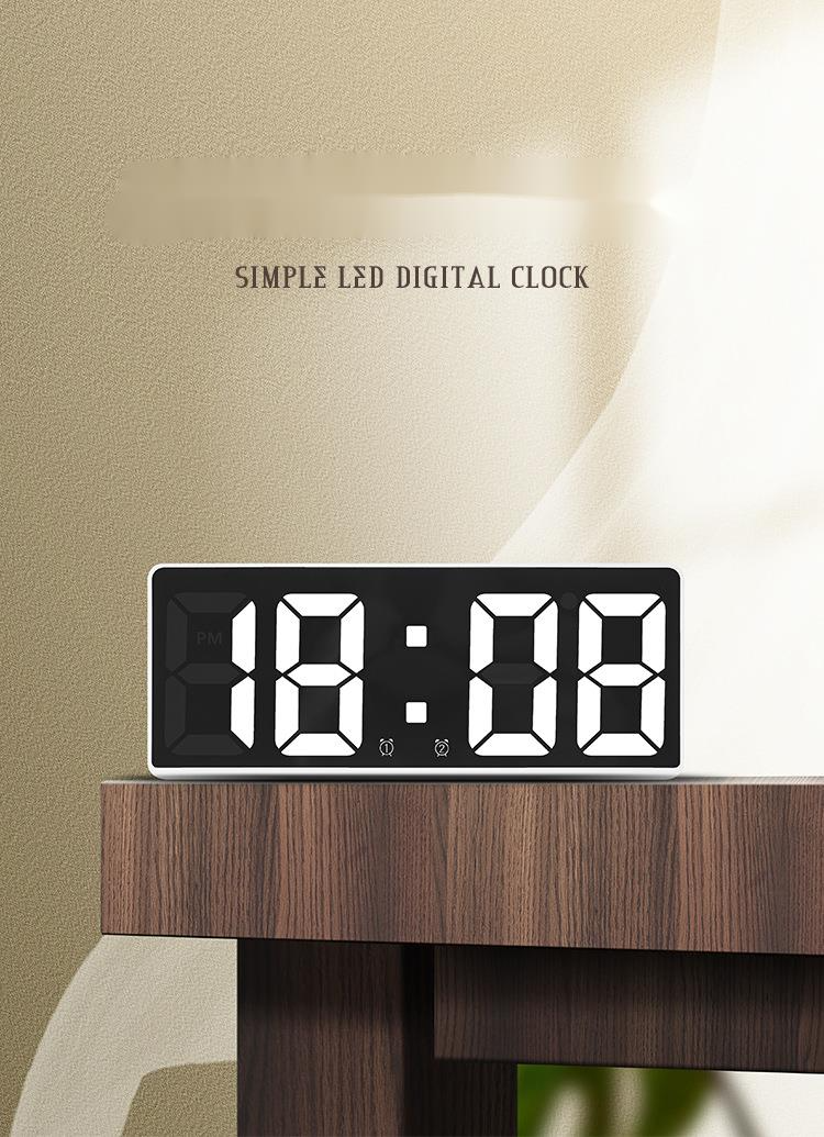 Zwei Sätze Wecker Einfache LED-Großbild-Digital-Schlafzimmer-Nachttischuhr im koreanischen Stil, Modeuhr 6628_voghion.com