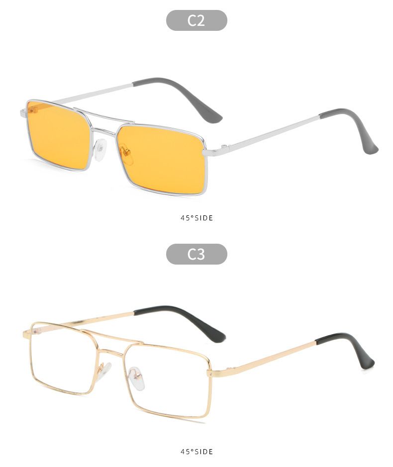 Dupla gerendás, négyzet alakú fém napszemüveg, divatos, minden egyezésű személyiségű napszemüveg férfiaknak és nőknek_voghion.com