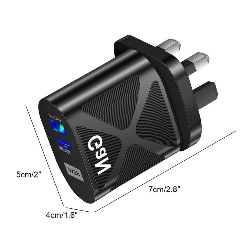 Chargeur rapide USB Type-C 65 W GaN QC 3.0 PD, adaptateur prise britannique pour iPhone et Samsung_voghion.com
