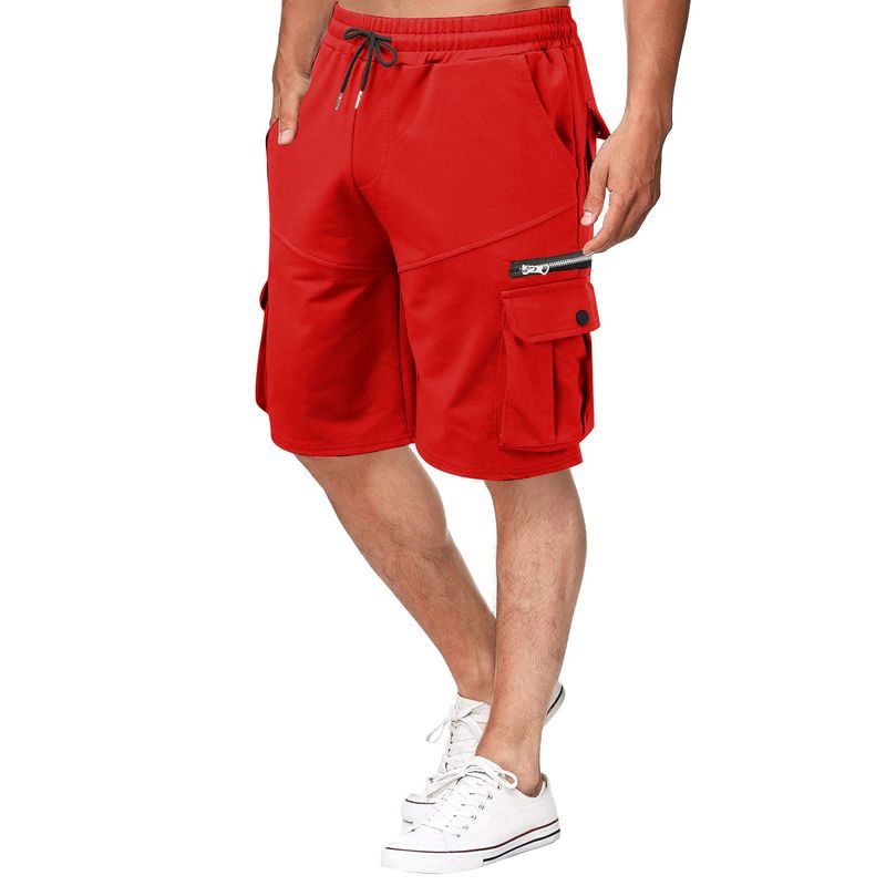 Europäesch an amerikanesch Männer Summer Overalls Hosen Kotteng locker Plus Size Fënneft Hosen Männer Multi-Täsch Casual Hosen_voghion.com
