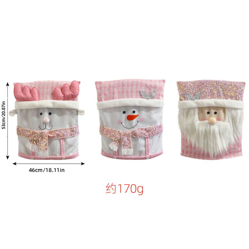 Dekoratives rosa Hocker-Set, Stuhlhusse mit Weihnachtsmann-Figur, Dekoration für die Atmosphäre im Restaurant zu Hause_voghion.com