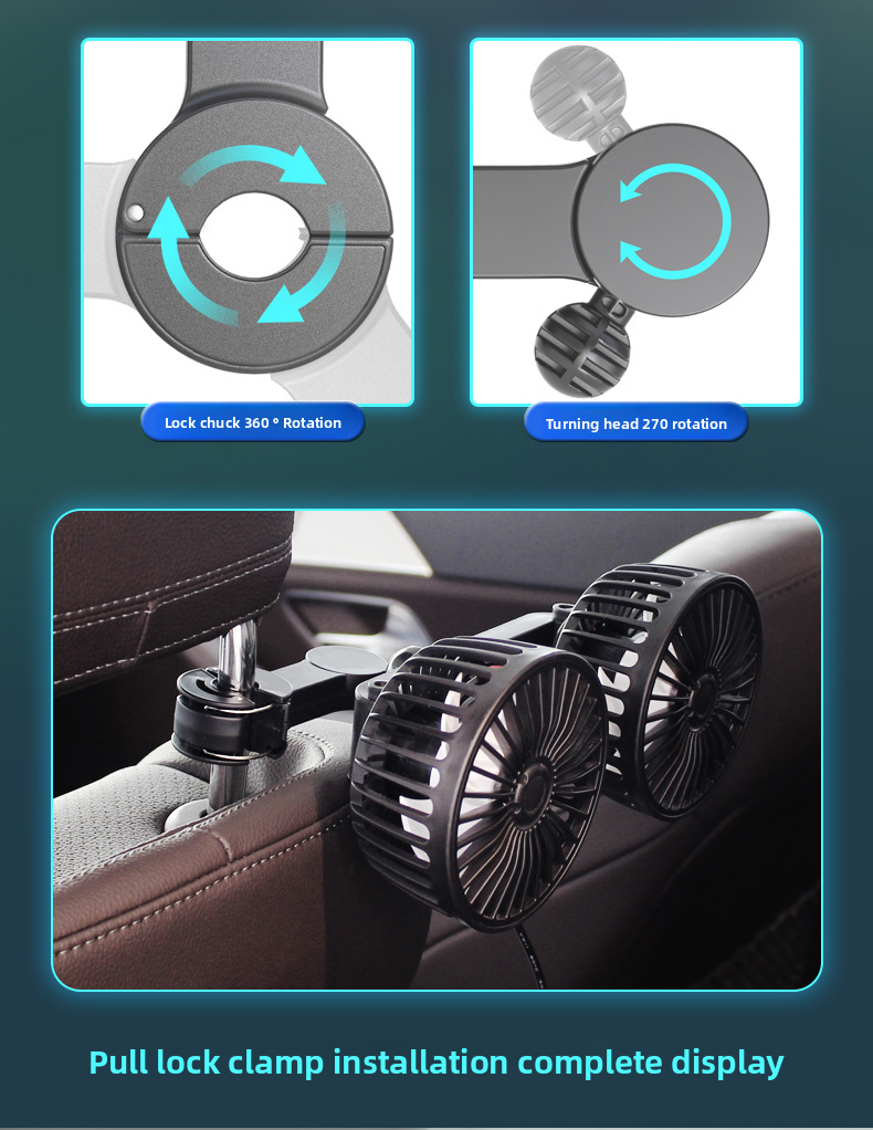 F4207 Rear Dual Head Fan USB Car Vehicle Use_voghion.com