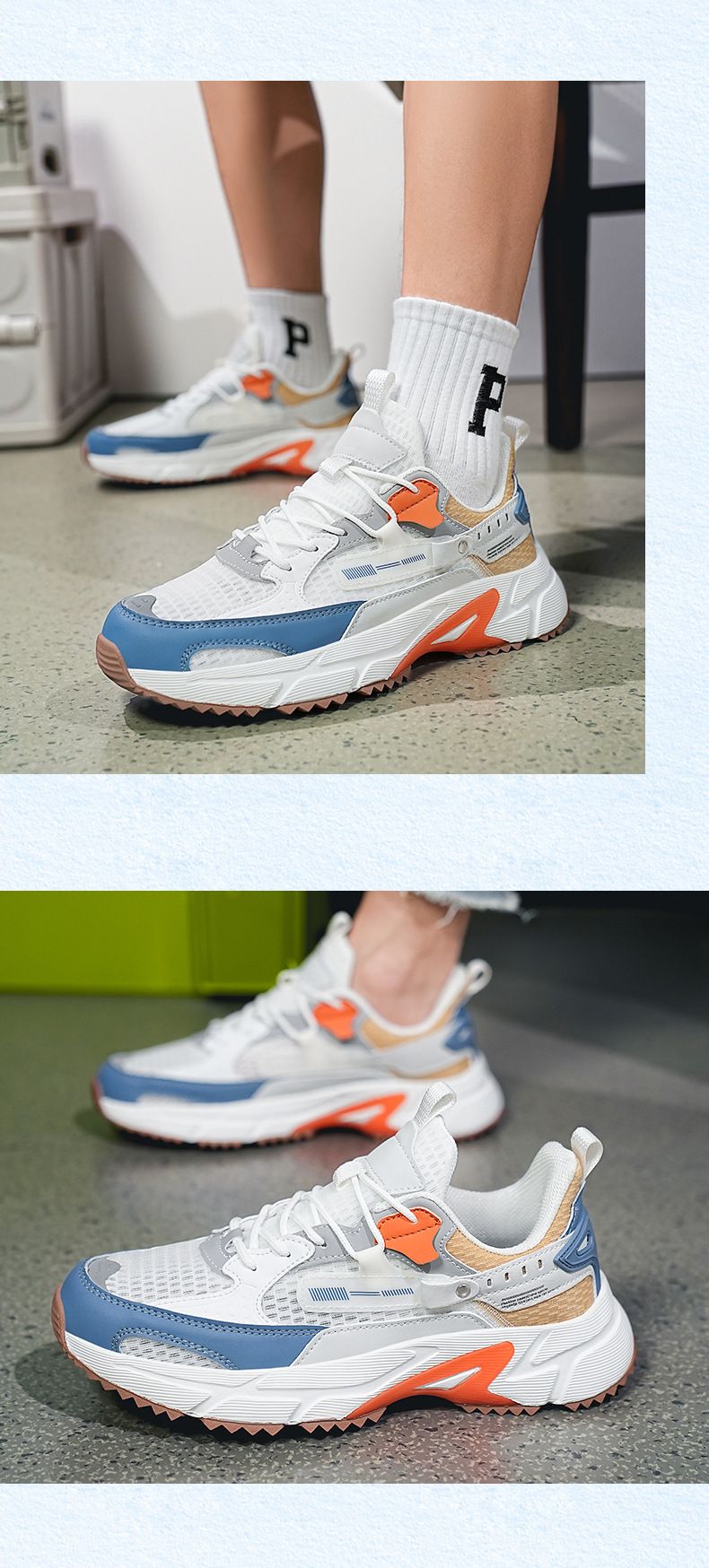 Men's ice silk mesh breathable sneakers Men's running shoes Student teen Daddy shoes_voghion.com