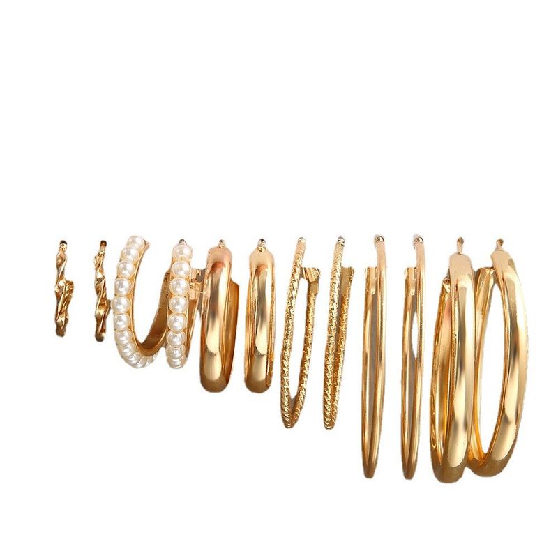 12 Sets Of Geometric C Alloy Pearl Earrings For New Holiday Parties In Europe And The United States_voghion.com