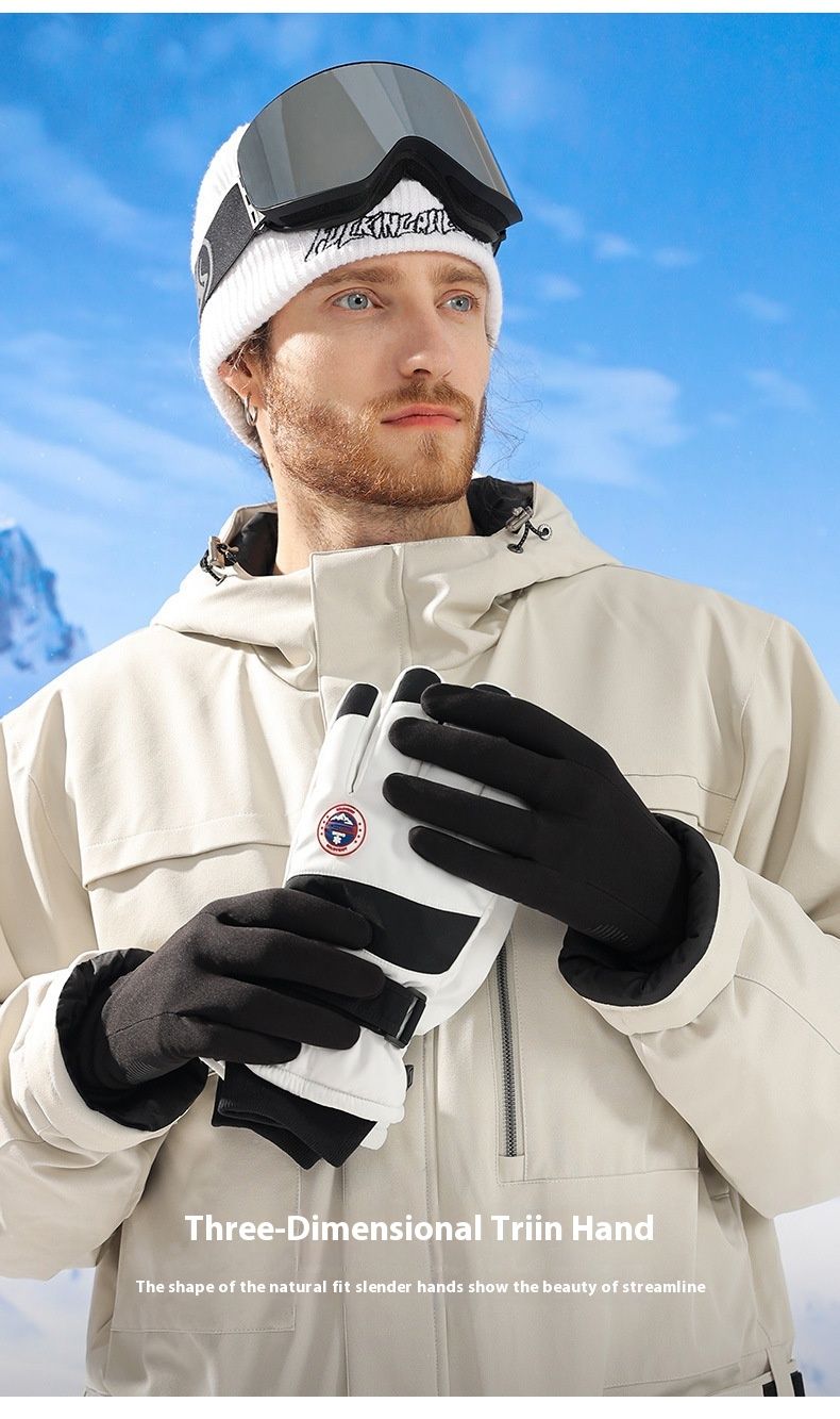 Gants de ski d'hiver avec doublure intérieure Gants de cyclisme d'extérieur pour hommes et femmes Écran tactile Antidérapant et anti-froid Isolation en peluche pour plus de chaleur_voghion.com