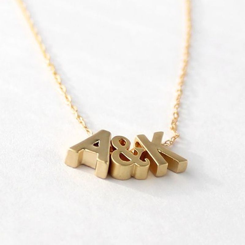 Collier en acier inoxydable pour femme 26 lettres anglaises nom initial pendentif alphabet chaîne collier couleur or bijoux en gros_voghion.com