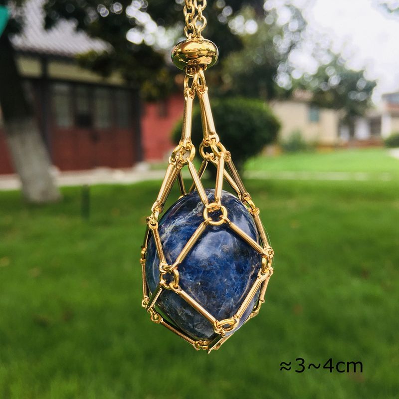 Collana da donna con ciondolo intrecciato in bambù, con catena di regolazione, in cristallo naturale, pietra grezza, borsa a rete e metallo._voghion.com