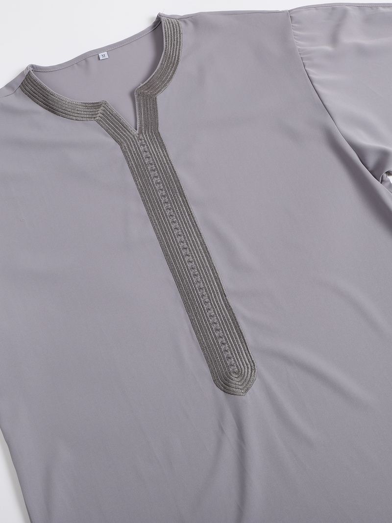 Neue Sommer 2025, Marokkanische Robe Für Männer, Handgestickte Streifen, Lockere, Atmungsaktive Djellaba Abaya, Muslimische Kleidung_voghion.com