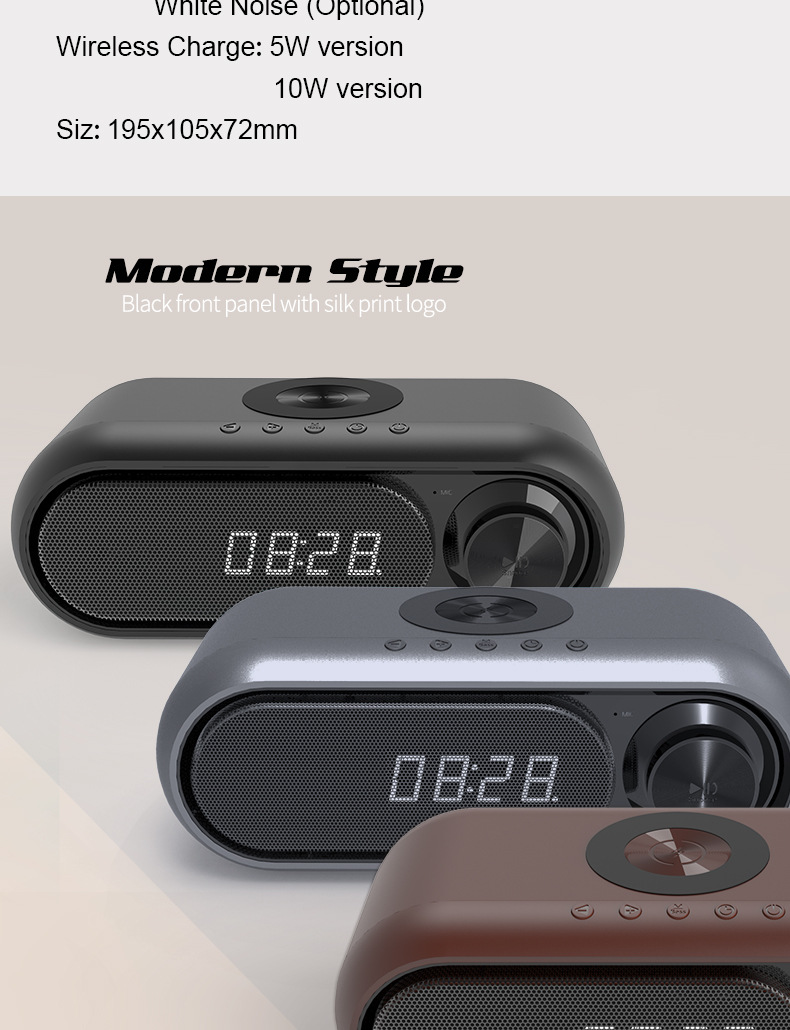 Încărcare fără fir Difuzor FM Bluetooth și ceas ceas cu alarmă Încărcător fără fir 3-în-1 pentru pat_voghion.com