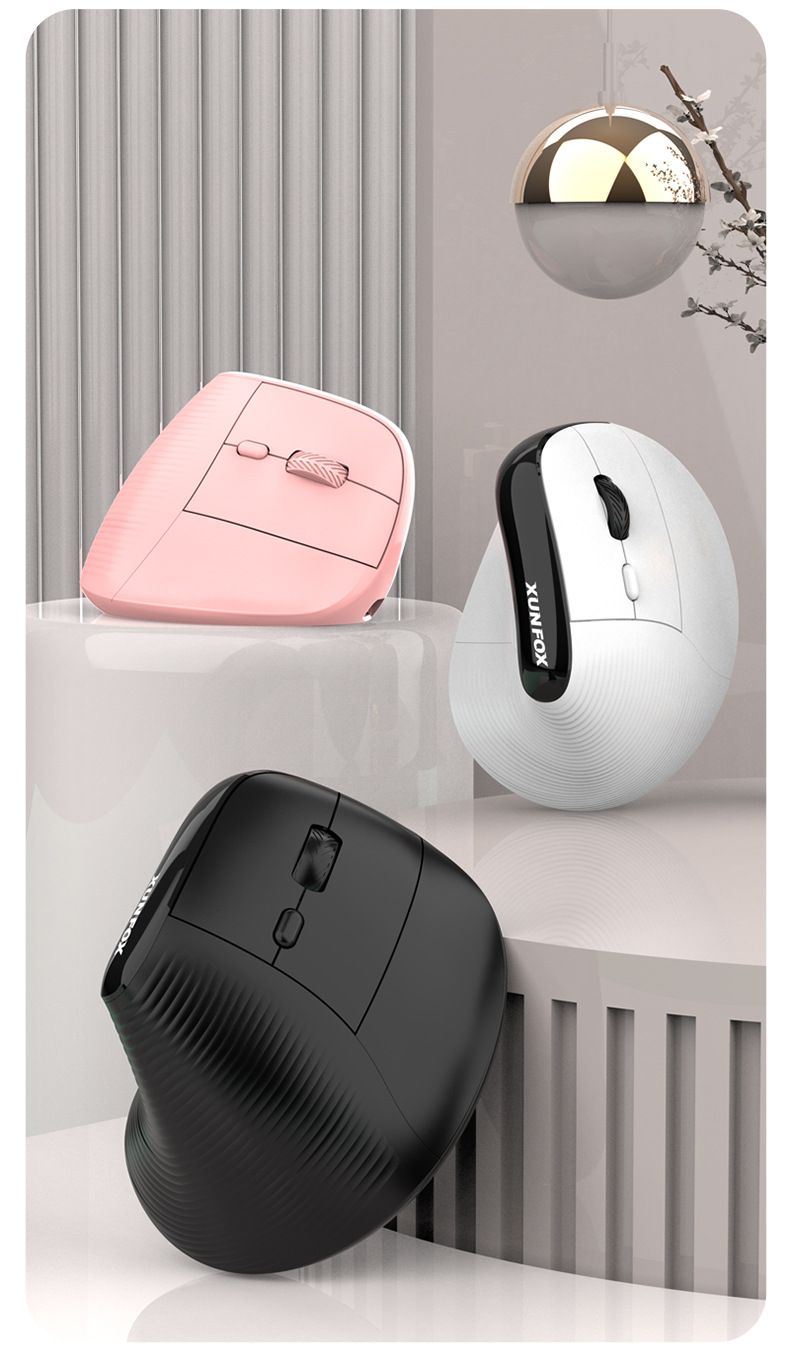 Silver Fox H5 Vertical Standing Mouse – Rechargeable, 2.4GHz Wireless & Bluetooth Dual-Mode For Business Office_voghion.com