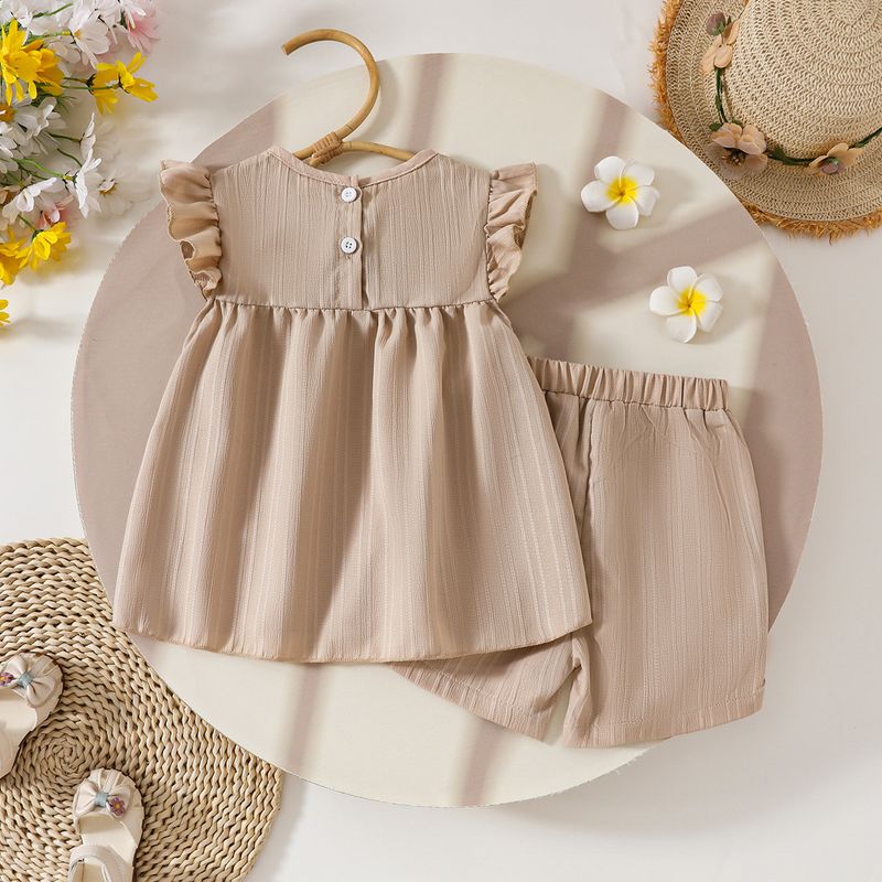 Adorable Floral Print Baby Girl Outfit - Short Sleeve Top & Bow Shorts Set For Summer_voghion.com
