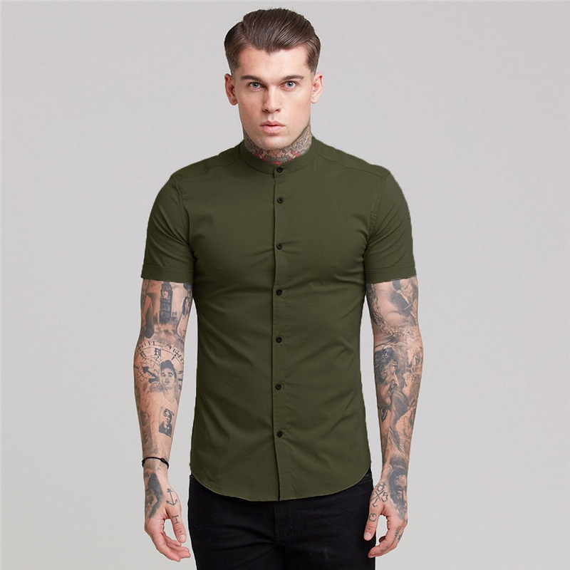 Camicia a maniche corte per sport fitness T-shirt da allenamento per corsa da uomo Camicia con fondo elasticizzato slim fit ad asciugatura rapida_voghion.com