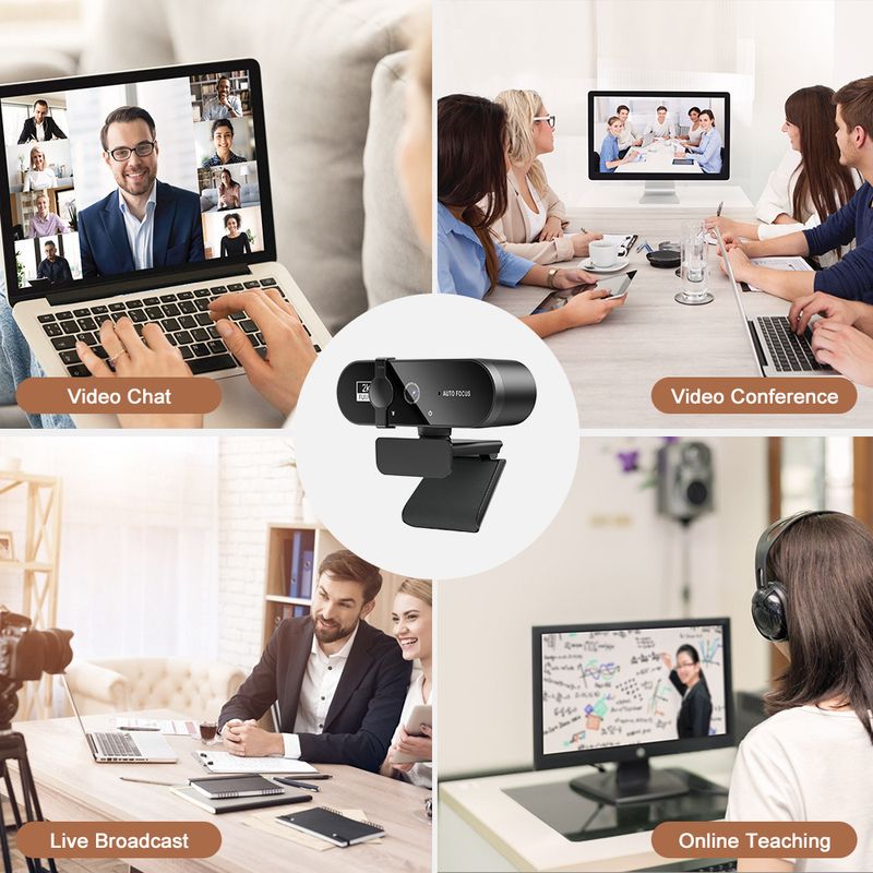 2K-Autofokus-Webcam mit 360° drehbarem Kopf und Stativhalterung – für Videokonferenzen, Live-Streaming, Online-Unterricht_voghion.com