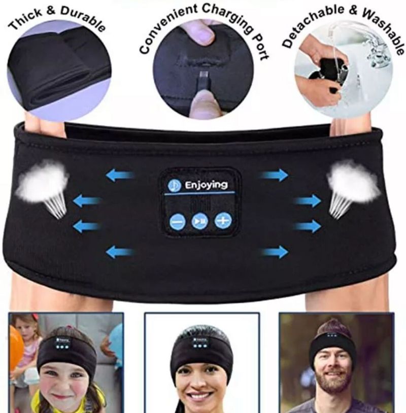 UK WIRELESS BLUETOOTH BAND SLEEPING EYE MASK PHONES SET MUSIC SPORTS_voghion.com