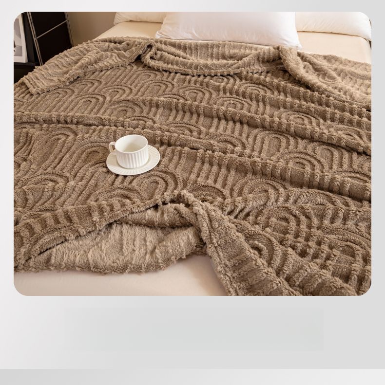 Taffeta Solid Color Roman Column Jacquard Multifunctional Throw Nap Blanket_voghion.com