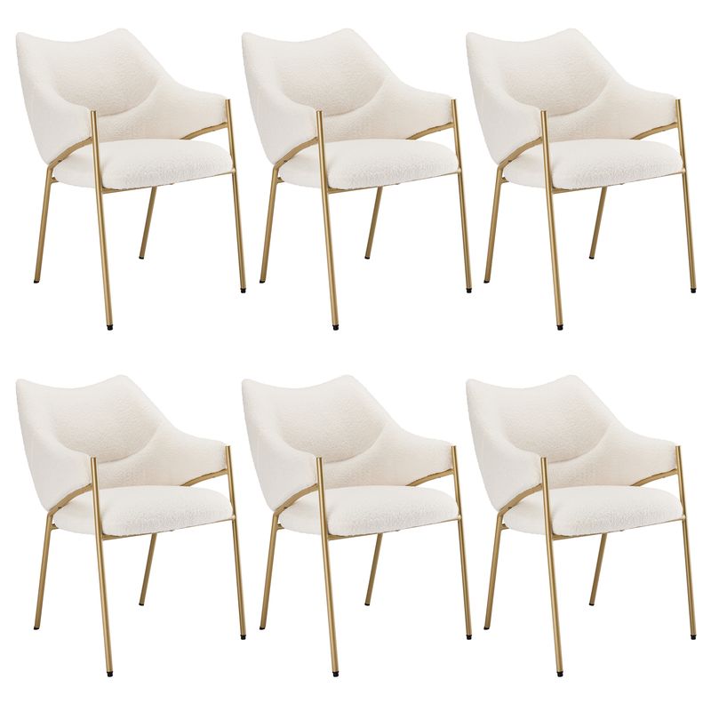 6er Set Loungesessel Aus Lamm Plüsch Stoff, Beige_voghion.com