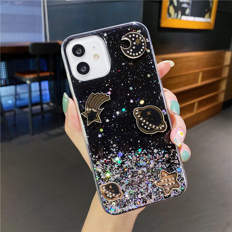 Custodia per telefono per Samsung Galaxy. Note 10 Plus Note 20 Glitter Paillettes Planet Stars Cover morbida in silicone A50 A30 A20 A6 A7_voghion.com