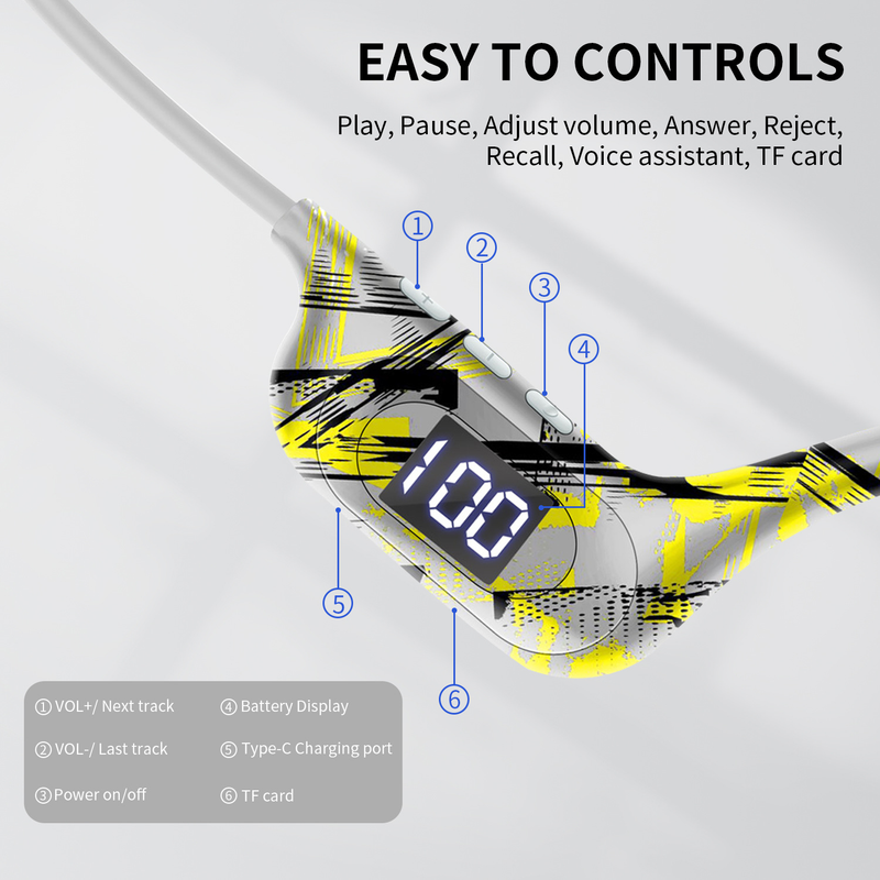 Nouveau casque Bluetooth sans fil à conduction osseuse AKZ-G9 Tuya, carte enfichable, affichage numérique, crochet d'oreille, casque sans fil_voghion.com