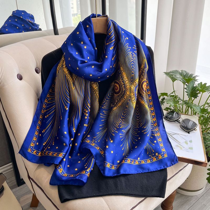 Spring Summer New Peacock Silk Women, Elegant and Versatile Long Shawl for Tourism, Sun Protection Scarf_voghion.com